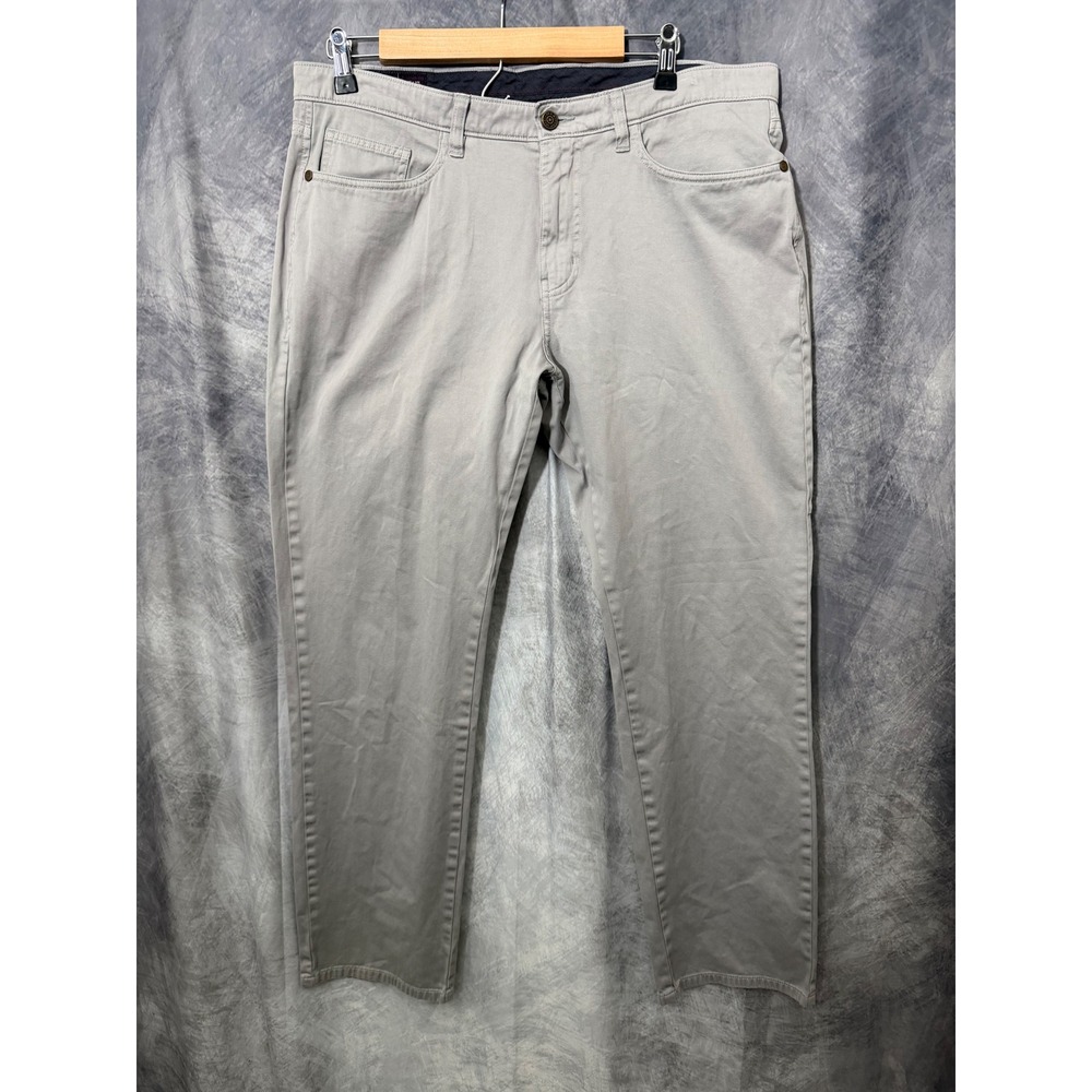 Johnston & Murphy Mens 34x32 Gray Pima Cotton Stretch 5 Pocket Pants 74-4873